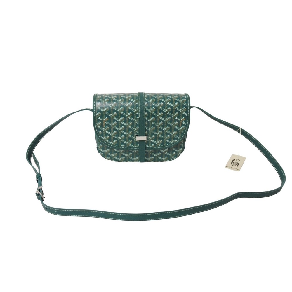 GOYARD Belvedere shoulder bag Goyardine canvas Decise Taurillon leather green